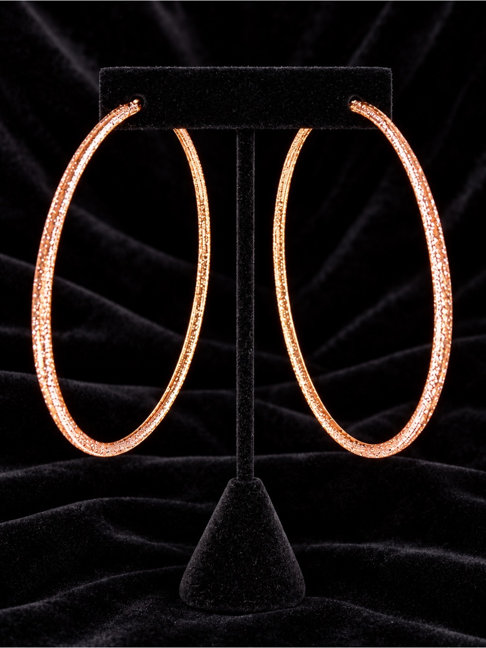 Big Rose Gold Textured Hoop Earrings